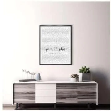 Custom Song Lyrics Wall art Photo or Canvas Prints with Couple's Names and Special Date on it,Perfect Present for Anniversary,Wedding,Birthday,Holidays