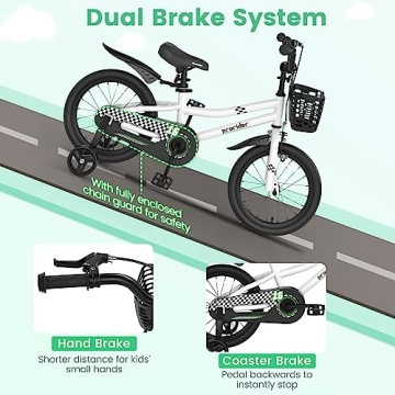 BABY JOY Kids Bike 16 Inch Safe for Boys Girls Ages 4-7