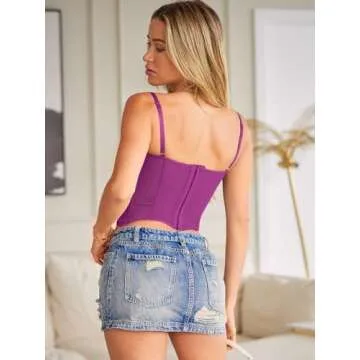 Dealmore Corset Tops For Women Going Out Lace Mesh Date Night Spaghetti Strap Party Club Fall Outfits Clothes Fashion 2025 Hot Pink Large