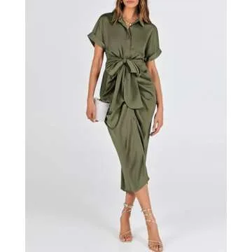 Flattering BTFBM Maxi Shirt Dress for Women - Button Down Style