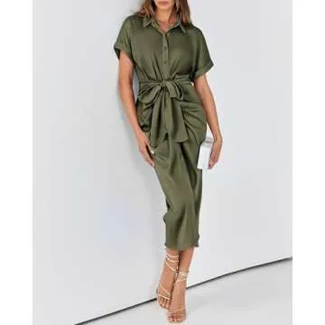 Flattering BTFBM Maxi Shirt Dress for Women - Button Down Style