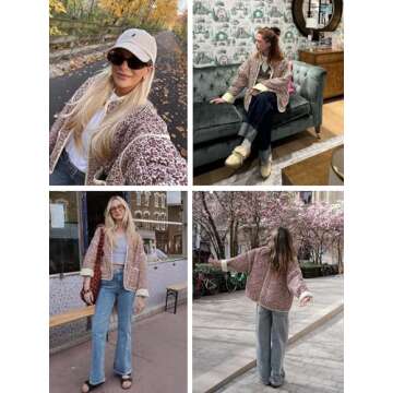 YKR Women's Cropped Puffer Jacket Floral Print Quilted Puffer Jackets Open Front Lightweight Short Jacket Trendy Pink M