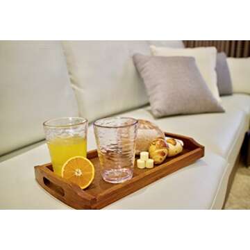 KLIFA- RIPPLE- 16 ounce, Set of 4, Acrylic Tumbler Drinking Glasses Cups, BPA-Free, Stackable Plasti...