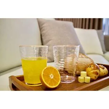 KLIFA- RIPPLE- 16 ounce, Set of 4, Acrylic Tumbler Drinking Glasses Cups, BPA-Free, Stackable Plastic Drinkware, Dishwasher Safe, Clear