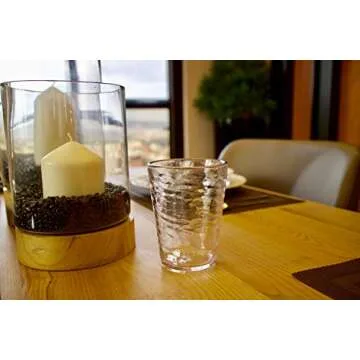 KLIFA- RIPPLE- 16 ounce, Set of 4, Acrylic Tumbler Drinking Glasses Cups, BPA-Free, Stackable Plastic Drinkware, Dishwasher Safe, Clear