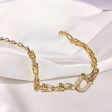 MUNIGSMUR 14K Gold Plated U-shaped Bracelet for Women