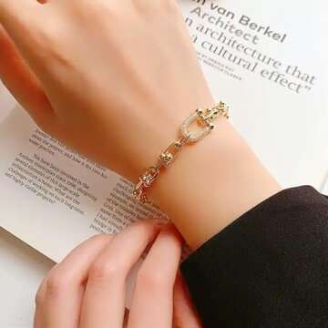 MUNIGSMUR 14K Gold Plated U-shaped Bracelet for Women