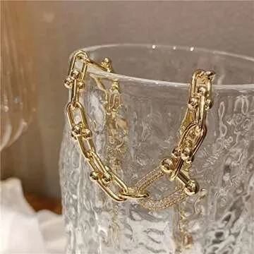 MUNIGSMUR 14K Gold Plated U-shaped Bracelet for Women