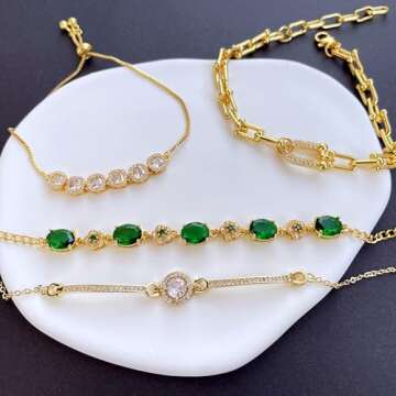 MUNIGSMUR 14K Gold Plated U-shaped Bracelet for Women