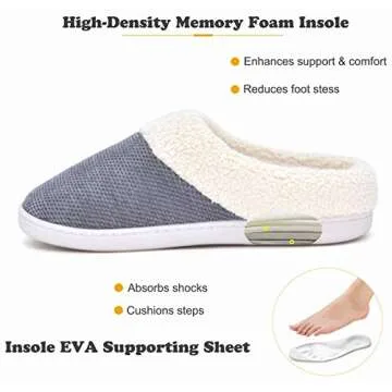 Women's Slip On Cozy House Slippers Memory Foam Furry Bedroom Home Slipper Anti-Slip Sole for Women