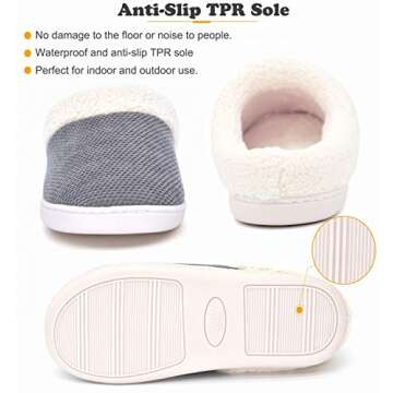 Women's Slip On Cozy House Slippers Memory Foam Furry Bedroom Home Slipper Anti-Slip Sole for Women