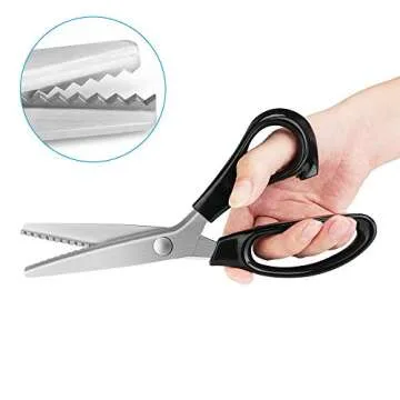 Pinking Shears for Fabric, Zig Zag Scissors, Ergonomic Grips, Ultra-Sharp, Professional Peaking Shea...