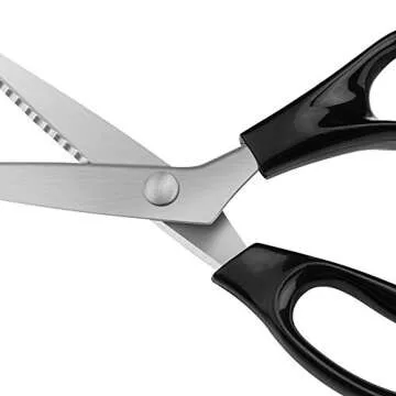 Pinking Shears for Fabric, Zig Zag Scissors, Ergonomic Grips, Ultra-Sharp, Professional Peaking Shears for Sewing, Craft, Dressmaking, 9 Inch, Black