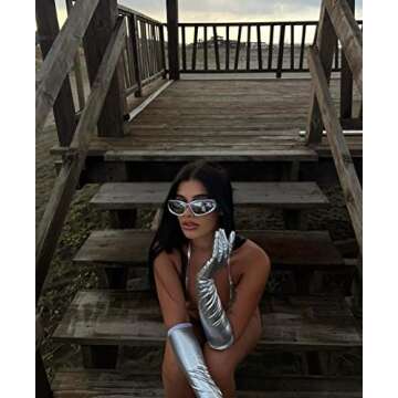 LIKSMU Wrap Around Street Fashion Sunglasses for Women Men Swift Oval Trendy Shades Sun Glasses 100% UV Protection Silver Mirrored Lens and Silver Frame