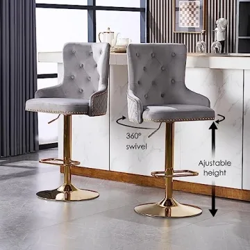 Chummaven Velvet Gold Barstools Set of 2 for Luxury Kitchens