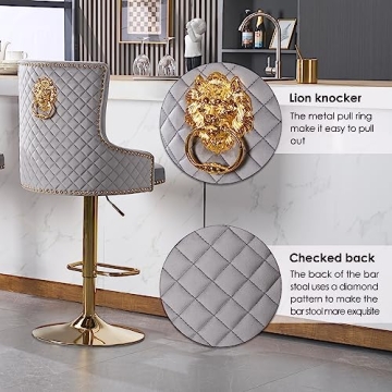 Chummaven Velvet Gold Barstools Set of 2 for Luxury Kitchens