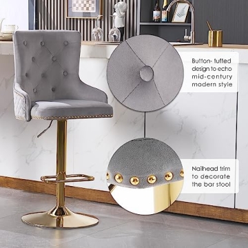 Chummaven Velvet Gold Barstools Set of 2 for Luxury Kitchens