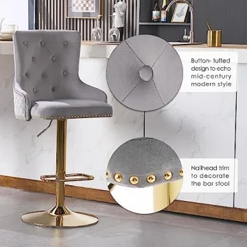 Chummaven Velvet Gold Barstools Set of 2 for Luxury Kitchens