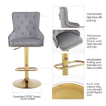 Chummaven Velvet Gold Barstools Set of 2 for Luxury Kitchens