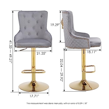 Chummaven Velvet Gold Barstools Set of 2 for Luxury Kitchens