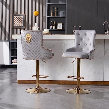 Chummaven Velvet Gold Barstools Set of 2 for Luxury Kitchens