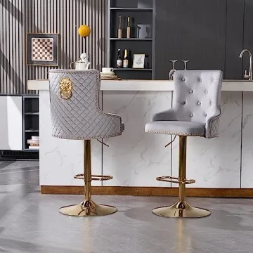 Chummaven Velvet Gold Barstools Set of 2 for Luxury Kitchens