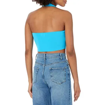 Greta Fitted Square Neck Halter Bralette, Ocean Blue