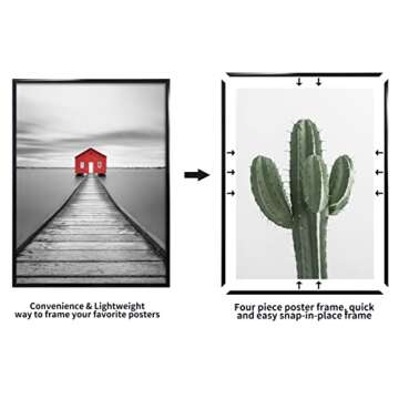 ELSKER&HOME 24x36 Poster Frame 3 Pack, Black Picture Frame for Horizontal or Vertical Wall Mounting, Sturdy and Scratch-proof