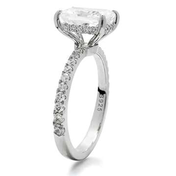 Bo.Dream Radiant Cut 2 Carat Cubic Zirconia Engagement Rings for Women Platinum Plated Sterling Silv...