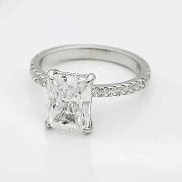 Bo.Dream Radiant Cut 2 Carat Cubic Zirconia Engagement Rings for Women Platinum Plated Sterling Silver Size 7