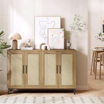 Stylish Rattan Sideboard Buffet Cabinet for Any Room
