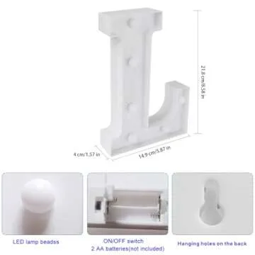 ENSHUI Colorful Light Up Letters Marquee Letter Lights, LED Letters with Lights, Battery Powered Auto Color Changing Lighted Letter Signs for Party, Birthday, Table, Girl's Room, Wall Decoration L