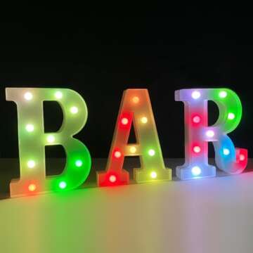 ENSHUI Colorful Light Up Letters Marquee Letter Lights, LED Letters with Lights, Battery Powered Auto Color Changing Lighted Letter Signs for Party, Birthday, Table, Girl's Room, Wall Decoration L