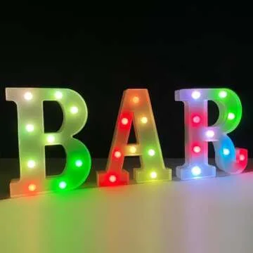 ENSHUI Colorful Light Up Letters Marquee Letter Lights, LED Letters with Lights, Battery Powered Auto Color Changing Lighted Letter Signs for Party, Birthday, Table, Girl's Room, Wall Decoration L