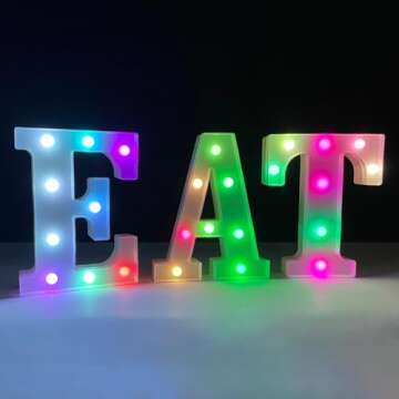 ENSHUI Colorful Light Up Letters Marquee Letter Lights, LED Letters with Lights, Battery Powered Auto Color Changing Lighted Letter Signs for Party, Birthday, Table, Girl's Room, Wall Decoration L
