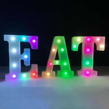 ENSHUI Colorful Light Up Letters Marquee Letter Lights, LED Letters with Lights, Battery Powered Auto Color Changing Lighted Letter Signs for Party, Birthday, Table, Girl's Room, Wall Decoration L