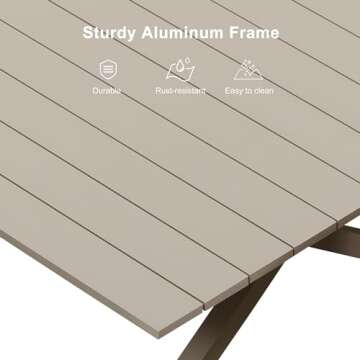 PURPLE LEAF 7 Pieces Outdoor Dining Set All-Weather PE Rattan Outdoor Patio Furniture Set with All Aluminum Frame Rectangular Table and Chairs Set for Lawn Garden Backyard Deck, Champagne