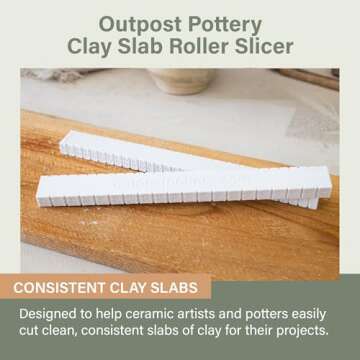 OUTPOST POTTERY Clay Slab Roller for Ceramics & Slicer – For Use With Wire Cutter (Not Included) - Create Clean, Consistent Clay Slabs for Your Ceramic Craftmanships (Plastic)