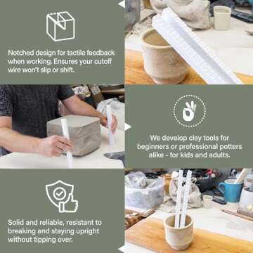 OUTPOST POTTERY Clay Slab Roller for Ceramics & Slicer – For Use With Wire Cutter (Not Included) - Create Clean, Consistent Clay Slabs for Your Ceramic Craftmanships (Plastic)
