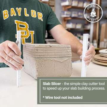 OUTPOST POTTERY Clay Slab Roller for Ceramics & Slicer – For Use With Wire Cutter (Not Included) - Create Clean, Consistent Clay Slabs for Your Ceramic Craftmanships (Plastic)