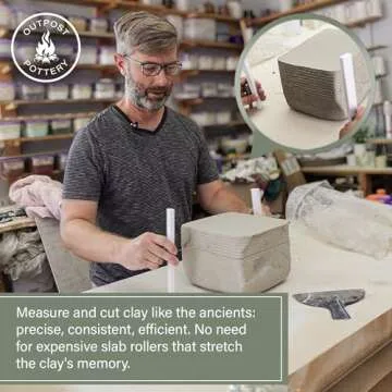 OUTPOST POTTERY Clay Slab Roller for Ceramics & Slicer – For Use With Wire Cutter (Not Included) - Create Clean, Consistent Clay Slabs for Your Ceramic Craftmanships (Plastic)