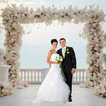 ShowMaven Backdrop Stand, 10x10 FT Heavy Duty Pipe and Drape Stand, Adjustable Gold Backdrop Stand f...