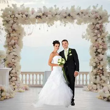 ShowMaven Backdrop Stand, 10x10 FT Heavy Duty Pipe and Drape Stand, Adjustable Gold Backdrop Stand f...