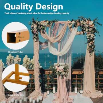 ShowMaven Backdrop Stand, 10x10 FT Heavy Duty Pipe and Drape Stand, Adjustable Gold Backdrop Stand for Wedding, Birthday Party, Photography, Photo Video Studio, Christmas Decoration