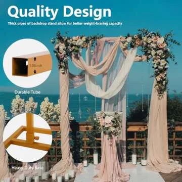 ShowMaven Backdrop Stand, 10x10 FT Heavy Duty Pipe and Drape Stand, Adjustable Gold Backdrop Stand for Wedding, Birthday Party, Photography, Photo Video Studio, Christmas Decoration