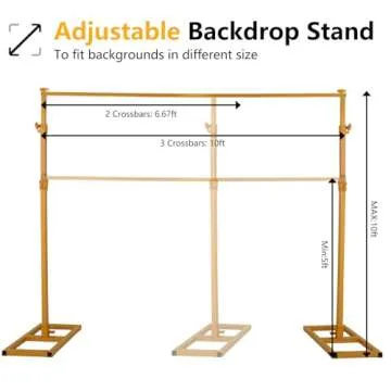 ShowMaven Backdrop Stand, 10x10 FT Heavy Duty Pipe and Drape Stand, Adjustable Gold Backdrop Stand for Wedding, Birthday Party, Photography, Photo Video Studio, Christmas Decoration