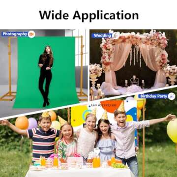 ShowMaven Backdrop Stand, 10x10 FT Heavy Duty Pipe and Drape Stand, Adjustable Gold Backdrop Stand for Wedding, Birthday Party, Photography, Photo Video Studio, Christmas Decoration