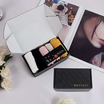 Bienvenu Ruffle Slouch Socks for Women, Cute Cotton Crew Socks, Frilly Novelty Knit Socks 5 Pairs, Multicolored