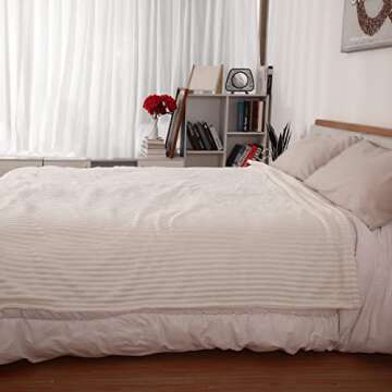 Electric Heated Blanket 72 x84 Inches Full Size with 12 Hours Auto-Off and 10 Heating Levels Heating Blanket with Soft Striple Fabric for Bedding - White