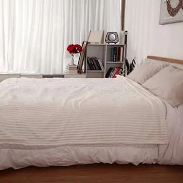 Electric Heated Blanket 72 x84 Inches Full Size with 12 Hours Auto-Off and 10 Heating Levels Heating Blanket with Soft Striple Fabric for Bedding - White